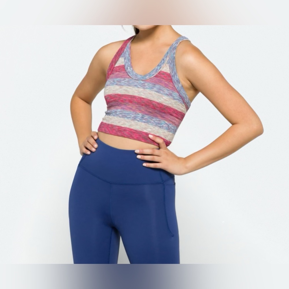 FP Movement by Free People Striped Crop Top - Red and Blue